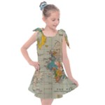 World Map Vintage Kids  Tie Up Tunic Dress