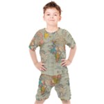 World Map Vintage Kids  Tee and Shorts Set