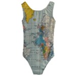 World Map Vintage Kids  Cut-Out Back One Piece Swimsuit
