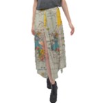 World Map Vintage Velour Split Maxi Skirt