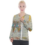 World Map Vintage Casual Zip Up Jacket