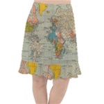 World Map Vintage Fishtail Chiffon Skirt