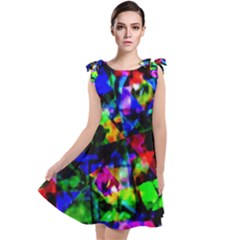 Multicolored Abstract Print Tie Up Tunic Dress by dflcprintsclothing