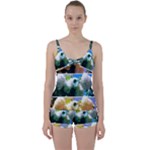 Snowball Branch Collage (I) Tie Front Two Piece Tankini