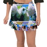 Snowball Branch Collage (I) Fishtail Mini Chiffon Skirt