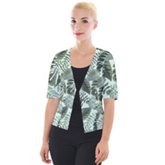 Medellin Leaves Tropical Jungle Cropped Button Cardigan by Pakrebo