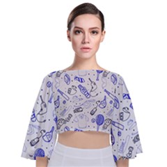 Father s Day Reason Texture Tie Back Butterfly Sleeve Chiffon Top by Pakrebo