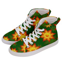 Flower Pattern Floral Non Seamless Men s Hi-top Skate Sneakers by Pakrebo