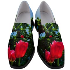 Skyward Tulips Women s Chunky Heel Loafers by okhismakingart