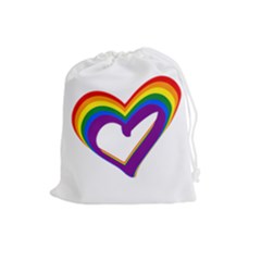 Rainbow Heart Colorful Lgbt Rainbow Flag Colors Gay Pride Support Drawstring Pouch (large) by yoursparklingshop