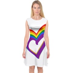 Rainbow Heart Colorful Lgbt Rainbow Flag Colors Gay Pride Support Capsleeve Midi Dress by yoursparklingshop