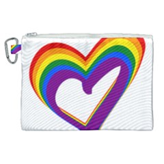 Rainbow Heart Colorful Lgbt Rainbow Flag Colors Gay Pride Support Canvas Cosmetic Bag (xl) by yoursparklingshop