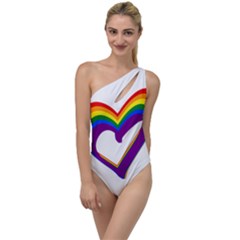 Rainbow Heart Colorful Lgbt Rainbow Flag Colors Gay Pride Support To One Side Swimsuit by yoursparklingshop