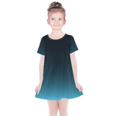 Sharp - Turquoise Halftone Kids  Simple Cotton Dress by WensdaiAmbrose