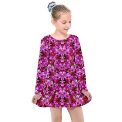 Flowers And Bloom In Sweet And Nice Decorative Style Kids  Long Sleeve Dress by pepitasart