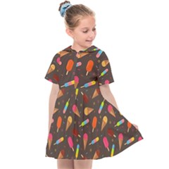 Hot Summer Months - Frozen Treats Pattern Kids  Sailor Dress by WensdaiAmbrose