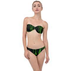 Smoke Flame Abstract Green Classic Bandeau Bikini Set by Pakrebo