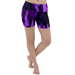 Smoke Flame Abstract Purple Lightweight Velour Yoga Shorts by Pakrebo