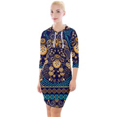 African Pattern Quarter Sleeve Hood Bodycon Dress by Sobalvarro