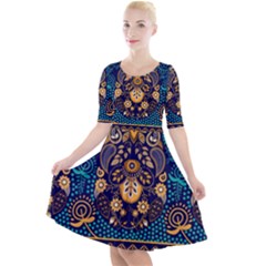 African Pattern Quarter Sleeve A-line Dress by Sobalvarro