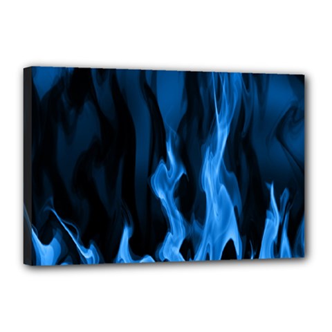 Smoke Flame Abstract Blue Canvas 18  X 12  (stretched) by Pakrebo