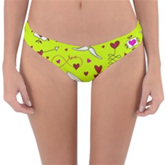 Valentin s Day Love Hearts Pattern Red Pink Green Reversible Hipster Bikini Bottoms by EDDArt
