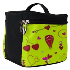 Valentin s Day Love Hearts Pattern Red Pink Green Make Up Travel Bag (small) by EDDArt