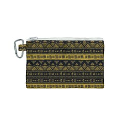 Native American Ornaments Watercolor Pattern Black Gold Canvas Cosmetic Bag (small) by EDDArt