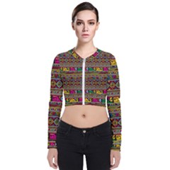 Traditional Africa Border Wallpaper Pattern Colored Long Sleeve Zip Up Bomber Jacket by EDDArt