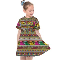 Traditional Africa Border Wallpaper Pattern Colored Kids  Sailor Dress by EDDArt