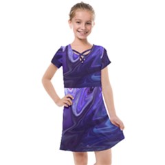 Deep Space Stars Blue Purple Kids  Cross Web Dress by Pakrebo