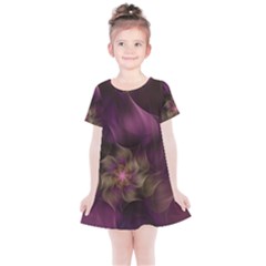 Fractal Pink Lavender Flower Bloom Kids  Simple Cotton Dress by Pakrebo