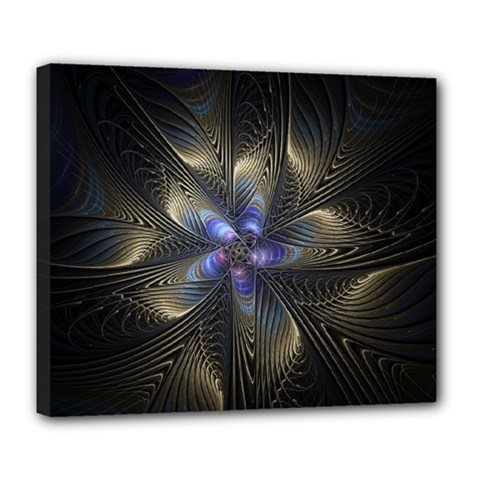 Fractal Blue Abstract Fractal Art Deluxe Canvas 24  X 20  (stretched) by Pakrebo