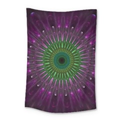 Purple Mandala Fractal Glass Small Tapestry by Pakrebo