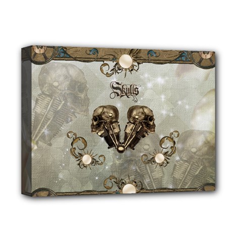 Awesome Mechanical Skull Deluxe Canvas 16  X 12  (stretched)  by FantasyWorld7