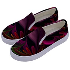 Fractal Abstract Colorful Floral Kids  Canvas Slip Ons by Pakrebo