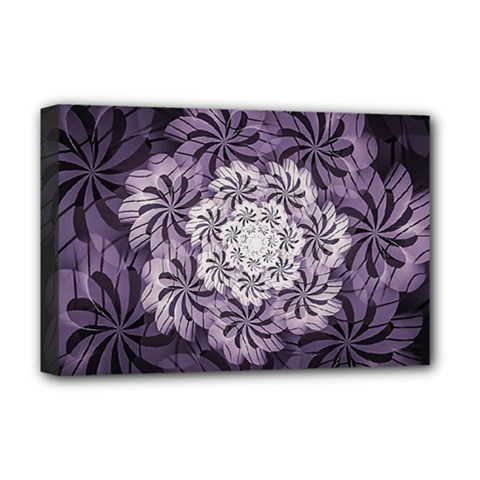 Fractal Floral Striped Lavender Deluxe Canvas 18  X 12  (stretched) by Pakrebo