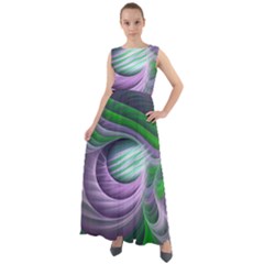 Purple Green Fractal Texture Chiffon Mesh Maxi Dress by Pakrebo