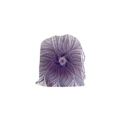 Purple Lavender Wisps White Drawstring Pouch (xs) by Pakrebo