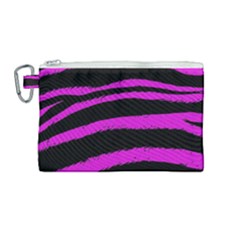 Pink Zebra Canvas Cosmetic Bag (medium) by ArtistRoseanneJones