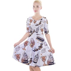 Hufflepuff Pattern Quarter Sleeve A-line Dress by Sobalvarro