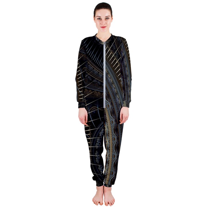 Fractal Spikes Gears Abstract OnePiece Jumpsuit (Ladies) 