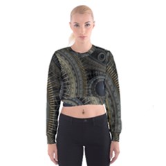 Fractal Spikes Gears Abstract Cropped Sweatshirt by Pakrebo