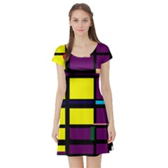 Design Pattern Colors Colorful Short Sleeve Skater Dress