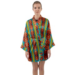 Love For The Fantasy Flowers With Happy Joy Long Sleeve Kimono Robe by pepitasart