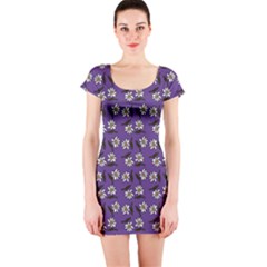 Daisy Purple Short Sleeve Bodycon Dress by snowwhitegirl