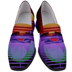 Synthwave Retrowave Synth Women s Chunky Heel Loafers by Pakrebo