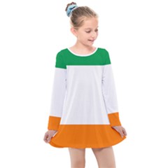Flag Of Ireland Irish Flag Kids  Long Sleeve Dress by FlagGallery