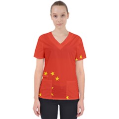 Chinese Flag Flag Of China Women s V-neck Scrub Top