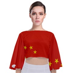 Chinese Flag Flag Of China Tie Back Butterfly Sleeve Chiffon Top by FlagGallery